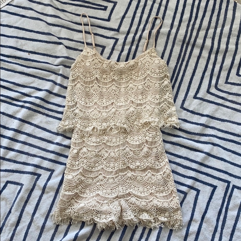 Cream color lace romper